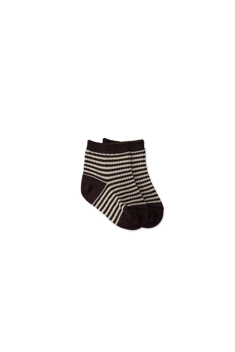 Narrow Stripe Crew Socks - Wolf/Soft Clay Childrens Sock from Jamie Kay Australia