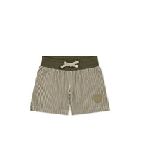 Noah Short - Fine Vertical Stripe Dark Olive Childrens Short from Jamie Kay Australia