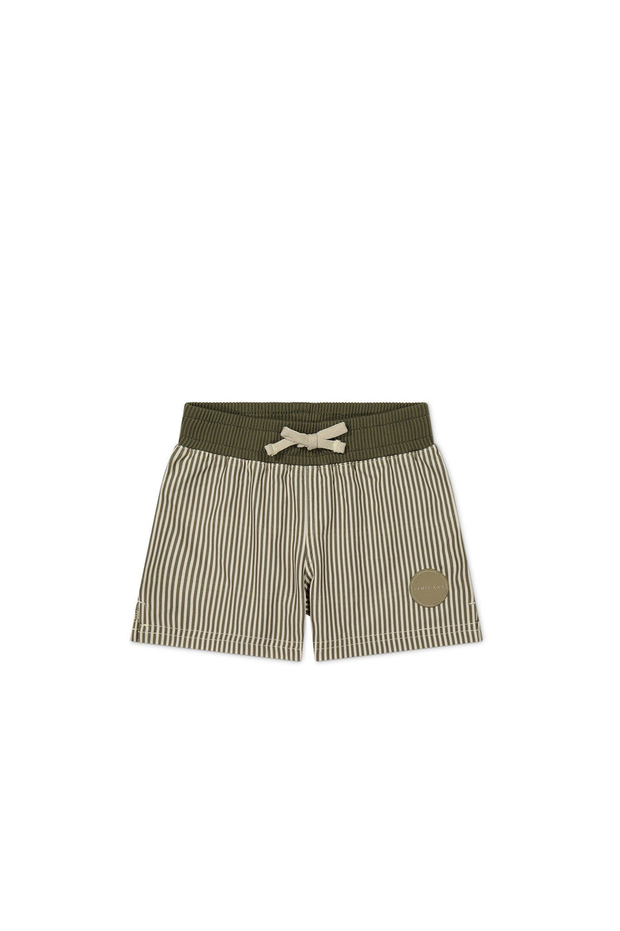 Noah Short - Fine Vertical Stripe Dark Olive Childrens Short from Jamie Kay Australia