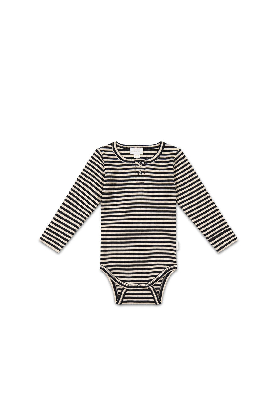 Organic Cotton Modal Long Sleeve Bodysuit - Narrow Stripe Constellation/Soft Clay Childrens Bodysuit from Jamie Kay Australia