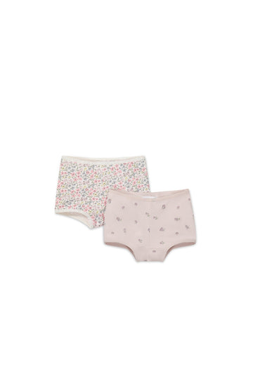 Organic Cotton 2PK Girls Shortie - Fifi Floral/Meredith Violet Childrens Underwear from Jamie Kay Australia