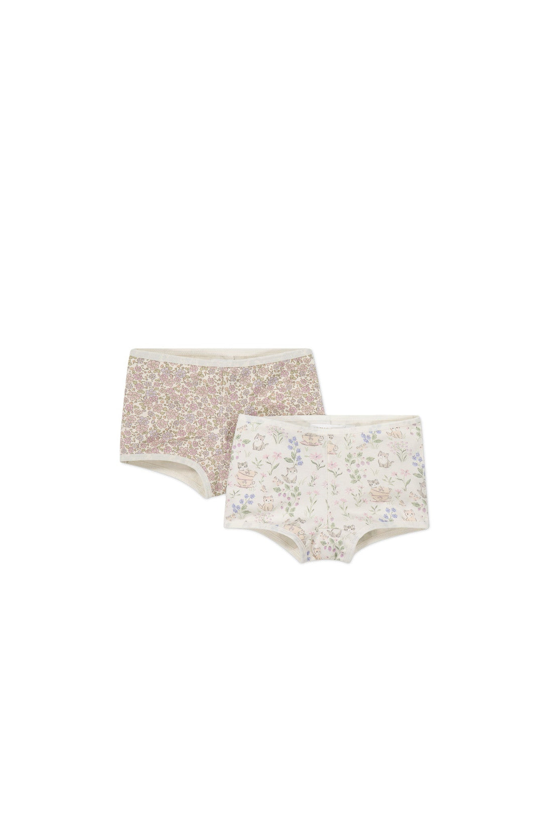 Organic Cotton 2PK Girls Shortie - Chloe Lavender/Moons Garden Lavender Childrens Underwear from Jamie Kay Australia