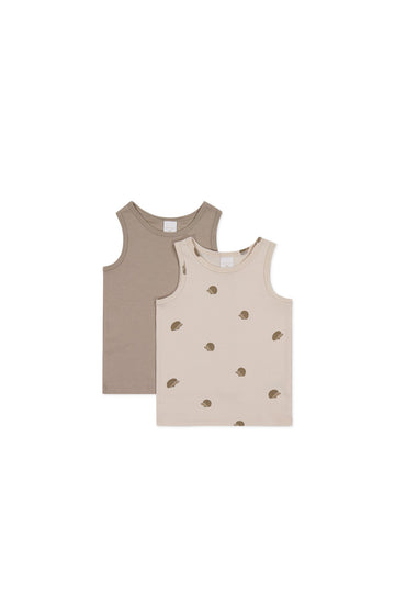 Organic Cotton 2PK Tank Top - Mouse/Henry Hedgehog Shell Childrens Underwear from Jamie Kay Australia