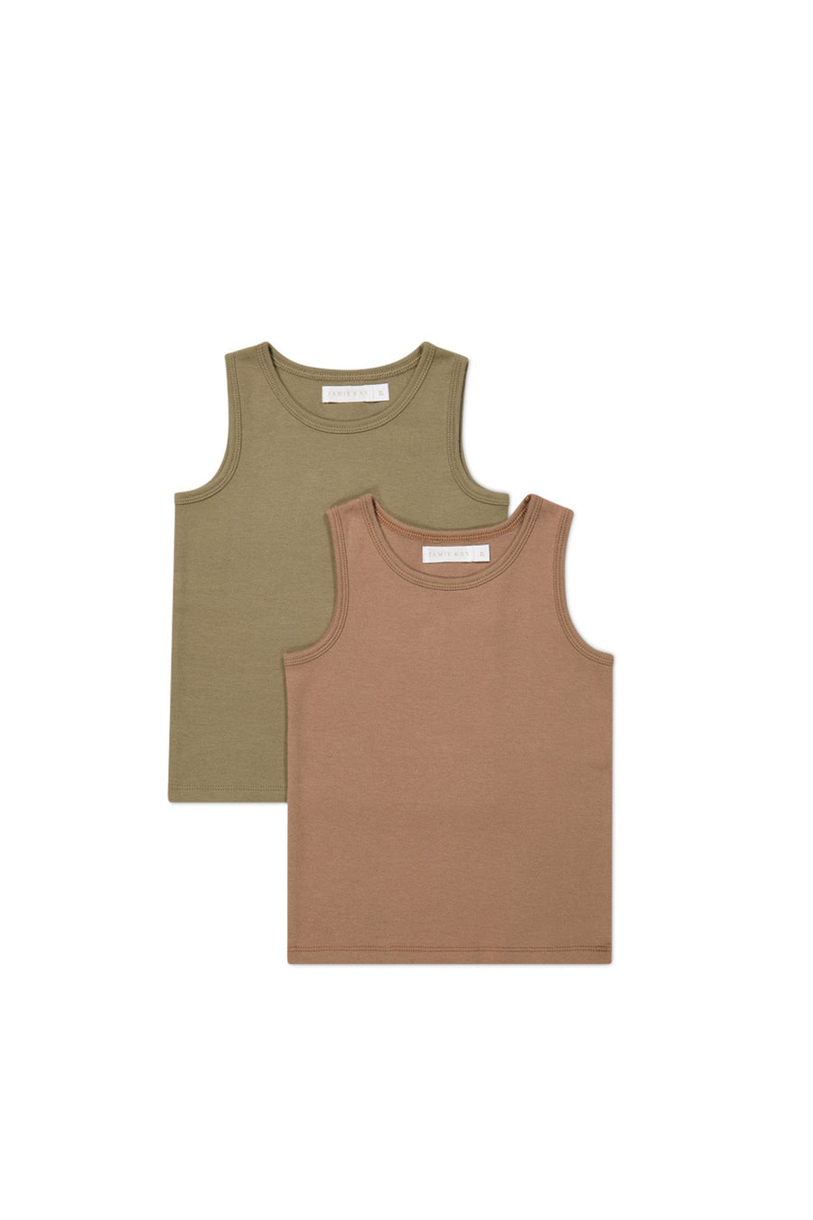 Organic Cotton 2pk Tank Top - Spiced/Oak Childrens Underwear from Jamie Kay Australia