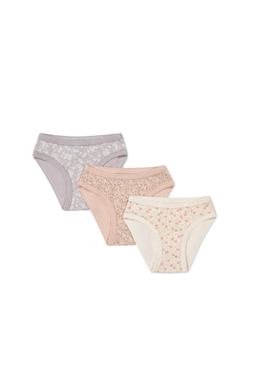 Organic Cotton 3PK Girls Brief - Amber Rose/Emmy Egret/Sadie Luna Childrens Underwear from Jamie Kay Australia