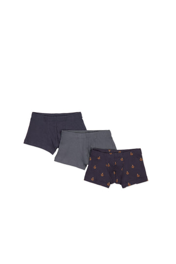 Organic Cotton 3PK Trunk - Lava/Constellation/Fox Cubs Constellation Childrens Underwear from Jamie Kay Australia