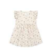 Organic Cotton Ada Dress - Sweet William Floral Natural Childrens Dress from Jamie Kay Australia