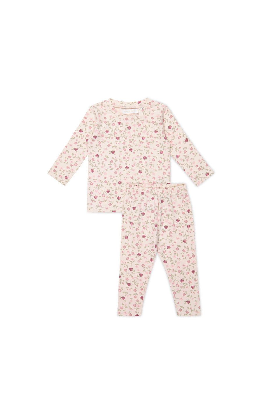 Organic Cotton Atlas Long Sleeve Pyjama Set - Berry Cream Adaline Berries Childrens Pyjama from Jamie Kay Australia