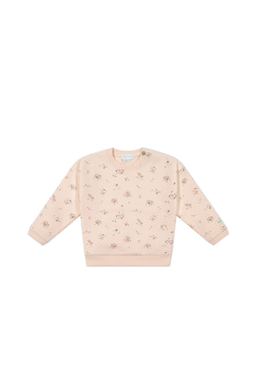 Organic Cotton Bobbie Sweatshirt - Petite Fleur Soft Peony Childrens Top from Jamie Kay Australia