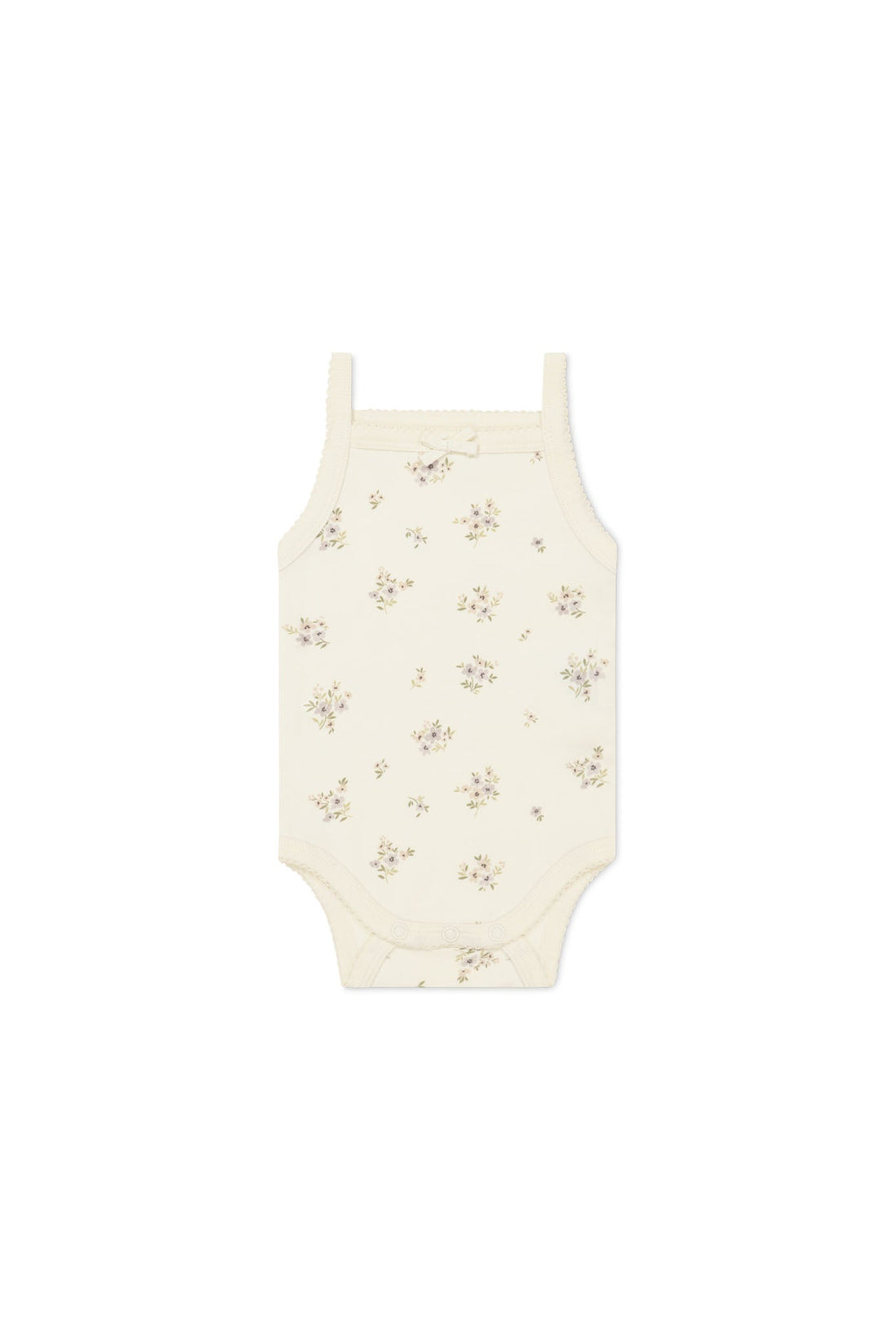 Organic Cotton Bridget Singlet Bodysuit - Goldie Bouquet Egret Childrens Bodysuit from Jamie Kay Australia