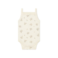 Organic Cotton Bridget Singlet Bodysuit - Goldie Bouquet Egret Childrens Bodysuit from Jamie Kay Australia