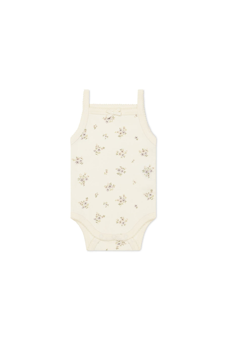 Organic Cotton Bridget Singlet Bodysuit - Goldie Bouquet Egret Childrens Bodysuit from Jamie Kay Australia