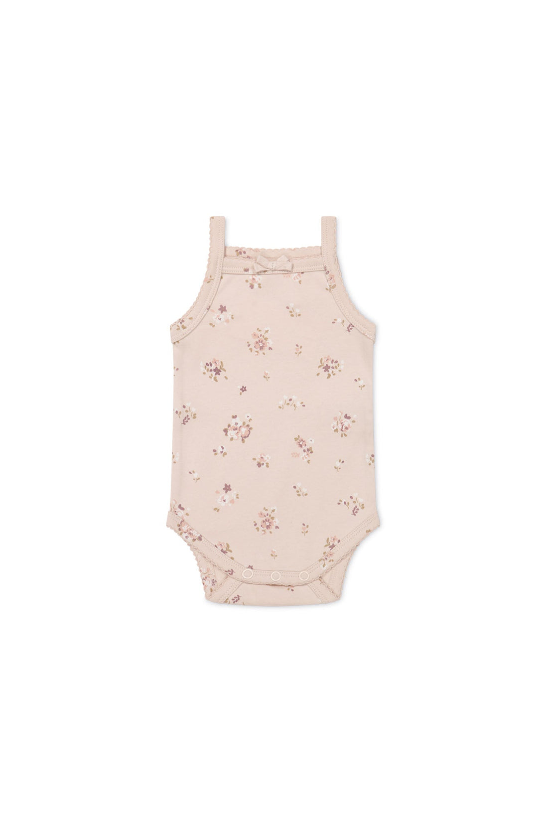 Organic Cotton Bridget Singlet Bodysuit - Petite Fleur Soft Peony Childrens Bodysuit from Jamie Kay Australia