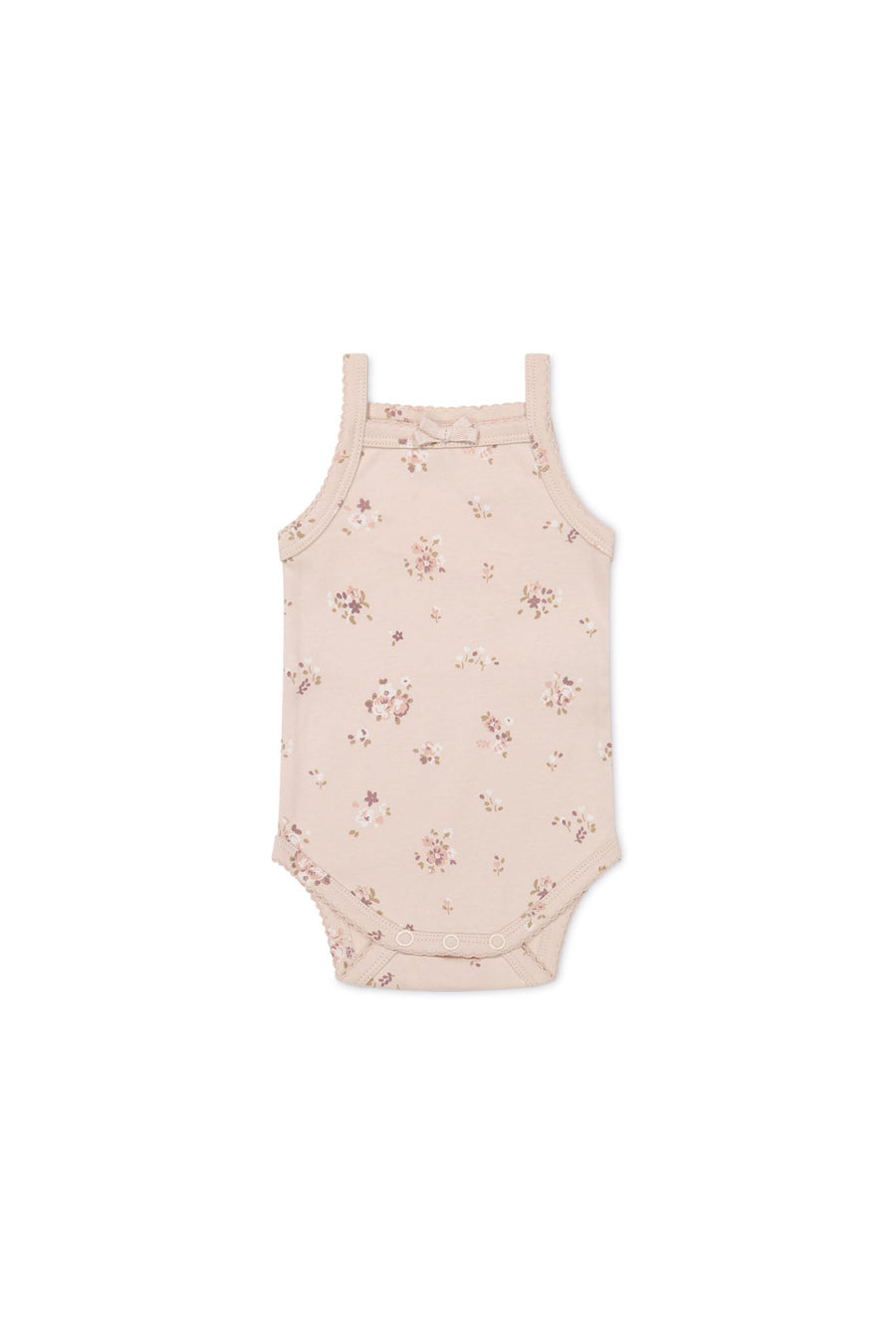 Organic Cotton Bridget Singlet Bodysuit - Petite Fleur Soft Peony Childrens Bodysuit from Jamie Kay Australia