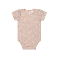 Organic Cotton Cap Sleeve Bodysuit - Amber Rose Childrens Bodysuit from Jamie Kay Australia