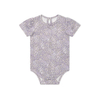 Organic Cotton Cap Sleeve Bodysuit - April Lilac Childrens Bodysuit from Jamie Kay Australia