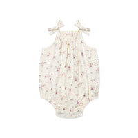 Organic Cotton Cassie Playsuit - Sweet William Floral Natural Childrens Playsuit from Jamie Kay Australia