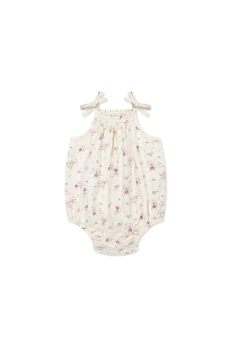 Organic Cotton Cassie Playsuit - Sweet William Floral Natural Childrens Playsuit from Jamie Kay Australia