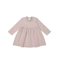 Organic Cotton Charlotte Dress - Simple Flowers Lilac Childrens Dress from Jamie Kay Australia