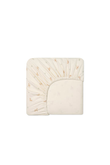 Organic Cotton Cot Sheet - Fable Deer Cloud Childrens Accessories from Jamie Kay Australia