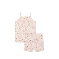 Organic Cotton Daisy May Singlet Pyjama Set - Berry Cream Adaline Berries Childrens Pyjama from Jamie Kay Australia