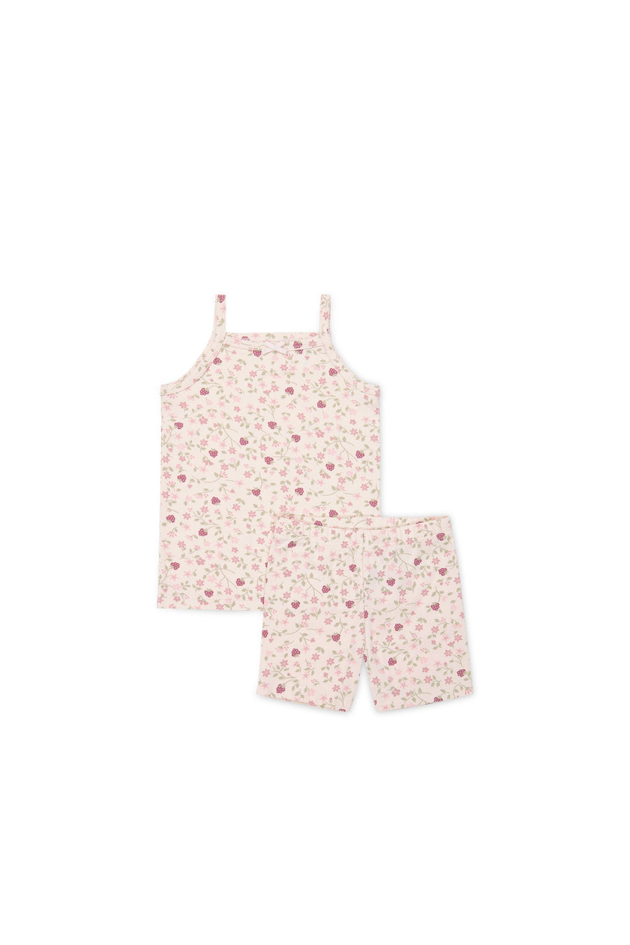 Organic Cotton Daisy May Singlet Pyjama Set - Berry Cream Adaline Berries Childrens Pyjama from Jamie Kay Australia