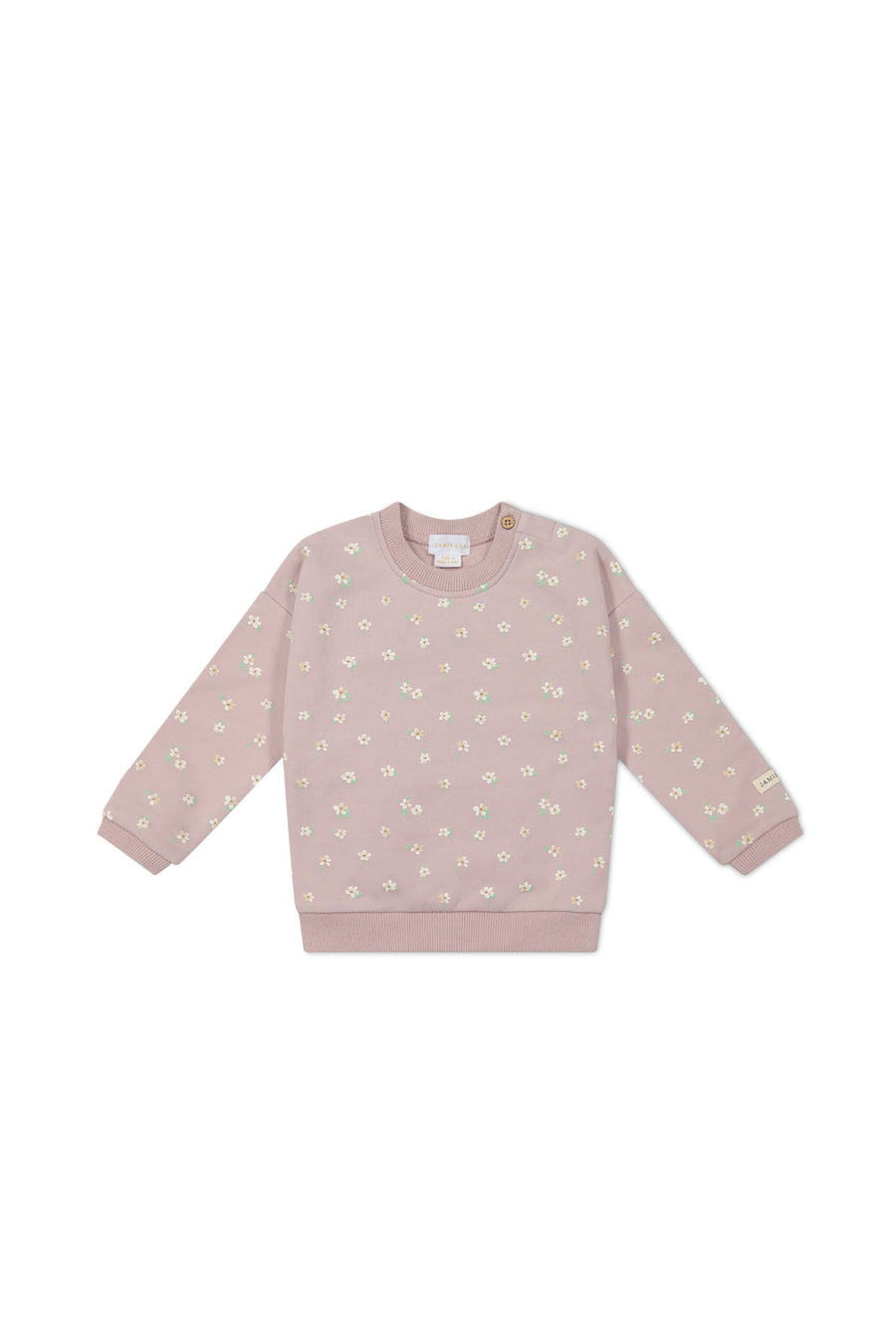 Organic Cotton Damien Sweatshirt - Simple Flowers Lilac Childrens Sweatshirting from Jamie Kay Australia