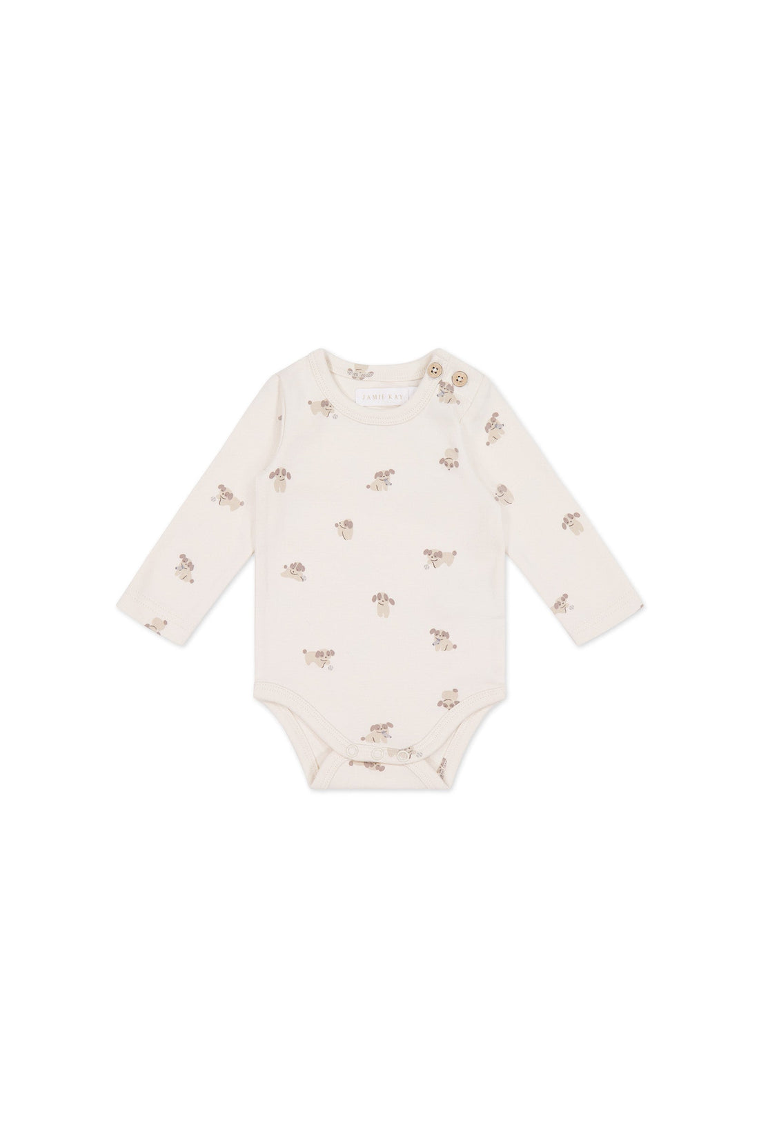 Organic Cotton Fernley Bodysuit - Sasha Puppy Tofu Childrens Bodysuit from Jamie Kay Australia