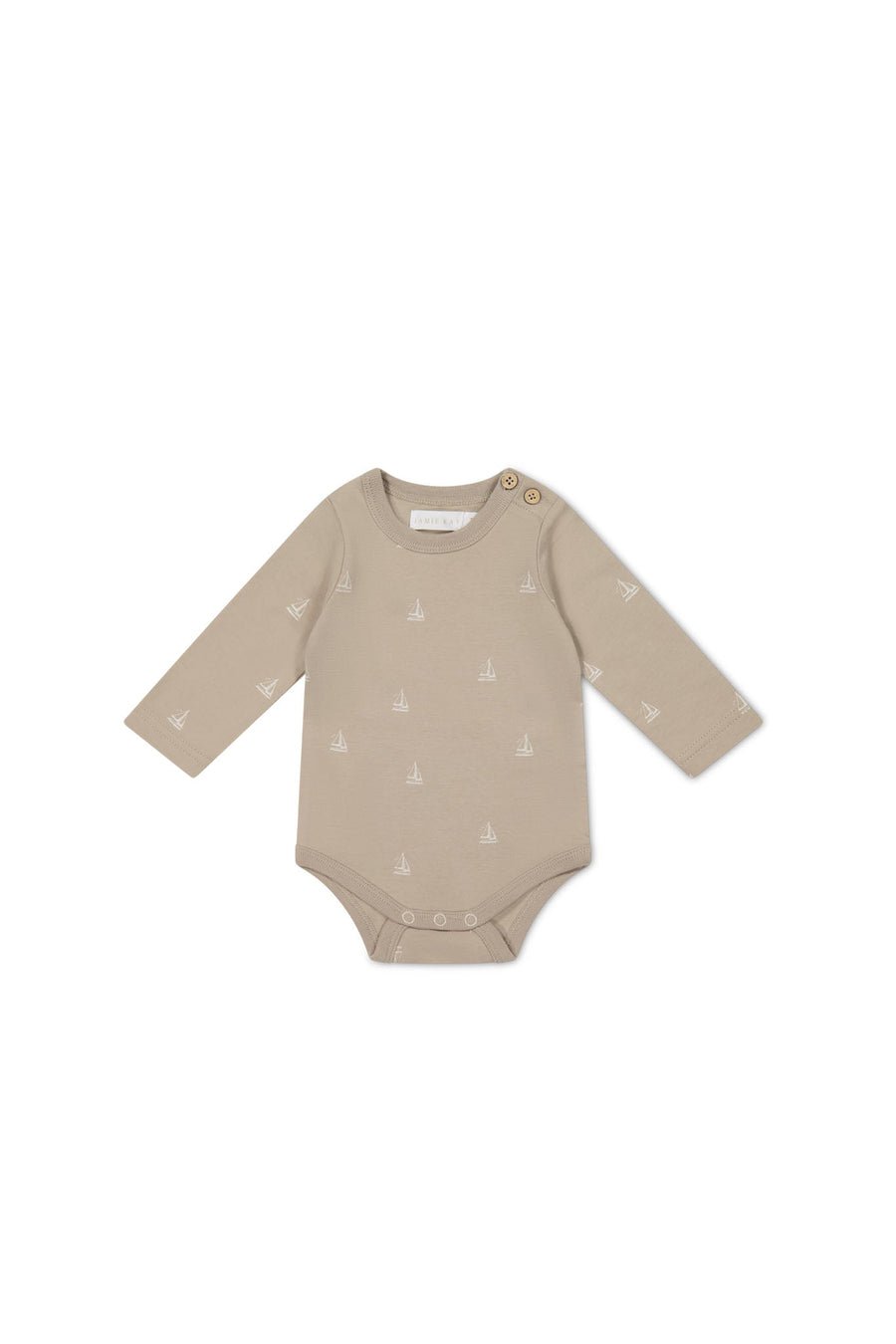 Organic Cotton Fernley Bodysuit - Set Sail Vintage Taupe Childrens Bodysuit from Jamie Kay Australia