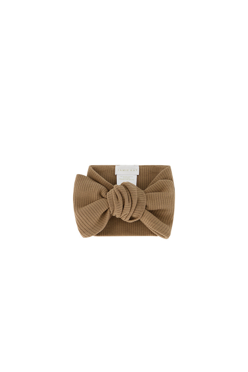 Organic Cotton Fine Rib Headband - Caramel Childrens Headband from Jamie Kay Australia