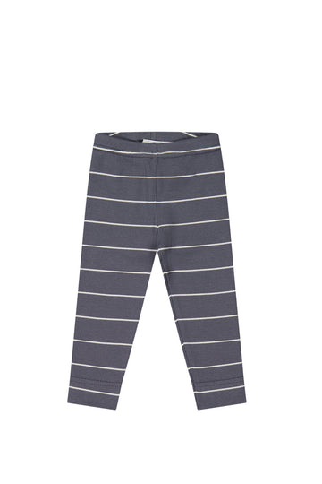 Organic Cotton Fine Rib Legging - Gracelyn Stripe Lava/Cloud Childrens Legging from Jamie Kay Australia