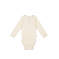 Organic Cotton Fine Rib Long Sleeve Bodysuit - Lily Fleck Childrens Bodysuit from Jamie Kay Australia