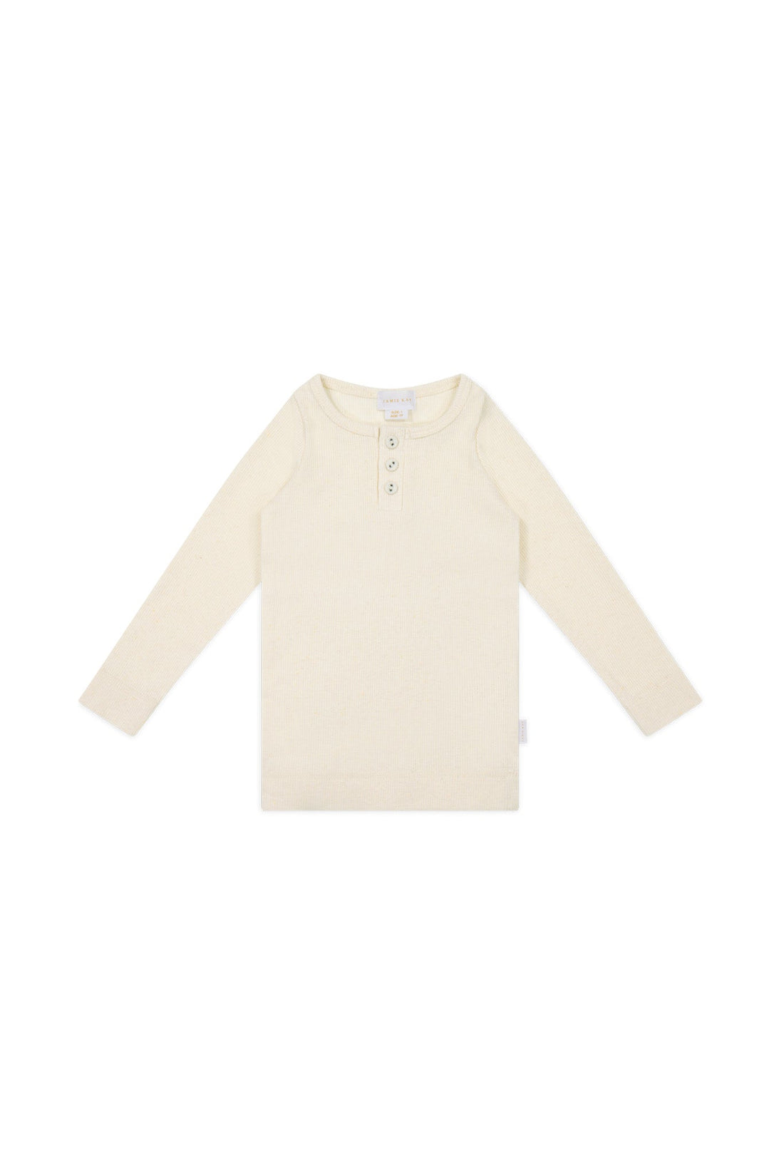 Organic Cotton Fine Rib Long Sleeve Henley - Lily Fleck Childrens Top from Jamie Kay Australia