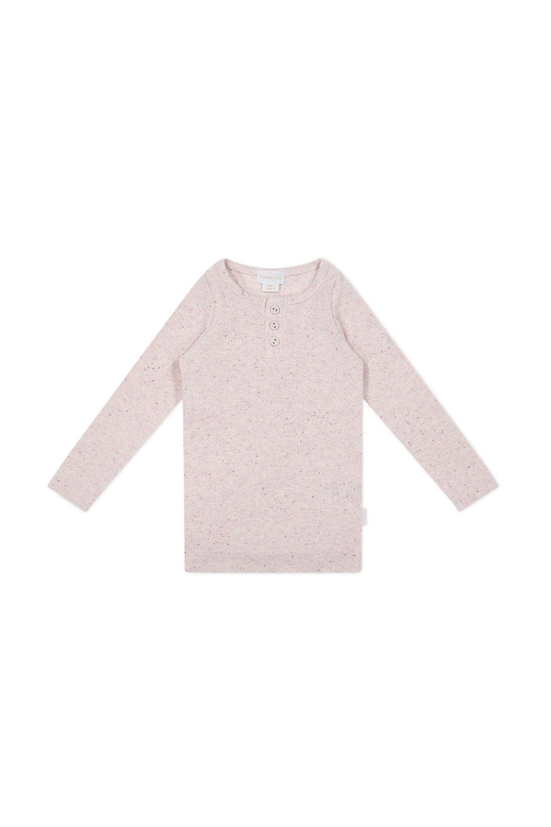 Organic Cotton Fine Rib Long Sleeve Henley - Tulip Fleck Childrens Top from Jamie Kay Australia