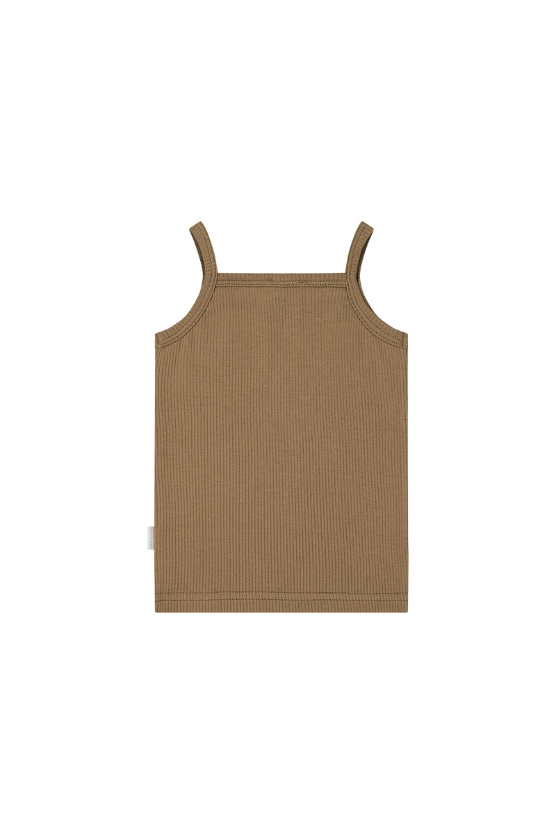 Organic Cotton Fine Rib Singlet - Caramel Childrens Singlet from Jamie Kay Australia