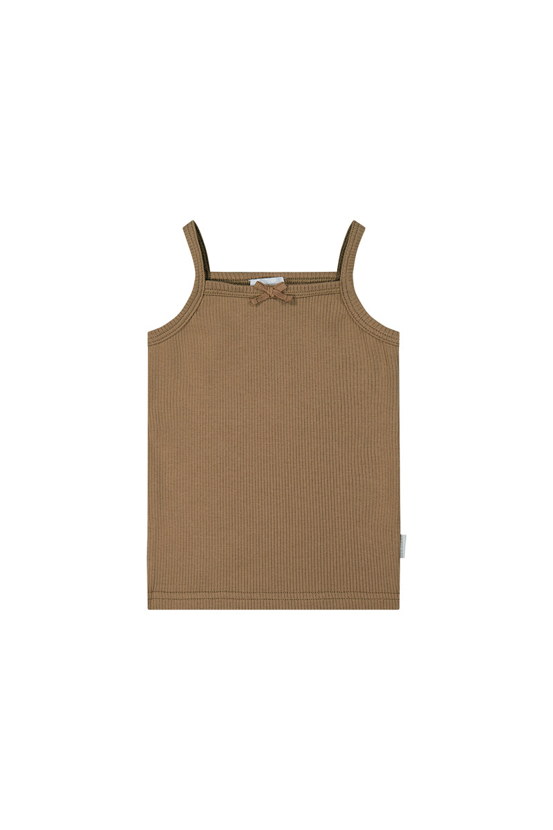 Organic Cotton Fine Rib Singlet - Caramel Childrens Singlet from Jamie Kay Australia