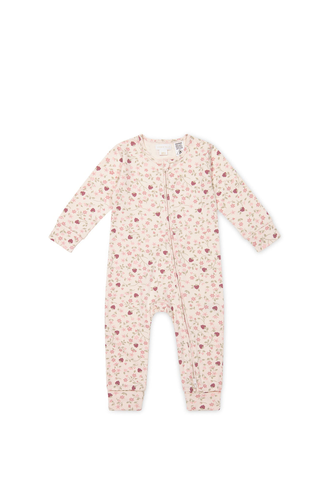 Organic Cotton Frankie Onepiece - Berry Cream Adaline Berries Childrens Pyjama from Jamie Kay Australia