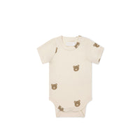 Organic Cotton Hudson Short Sleeve Bodysuit - Bobbie Bear Tofu Childrens Bodysuit from Jamie Kay Australia