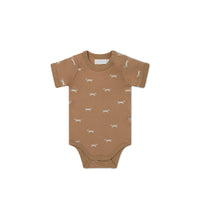 Organic Cotton Hudson Short Sleeve Bodysuit - Cosy Basil Spiced Childrens Bodysuit from Jamie Kay Australia