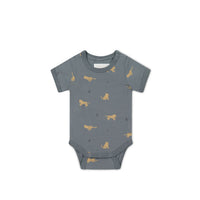 Organic Cotton Hudson Short Sleeve Bodysuit - Lenny Leopard Smoke Childrens Bodysuit from Jamie Kay Australia