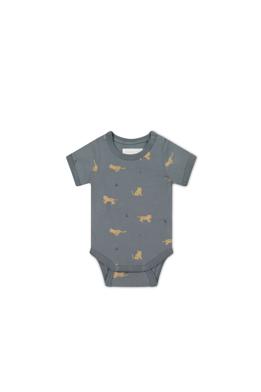 Organic Cotton Hudson Short Sleeve Bodysuit - Lenny Leopard Smoke Childrens Bodysuit from Jamie Kay Australia