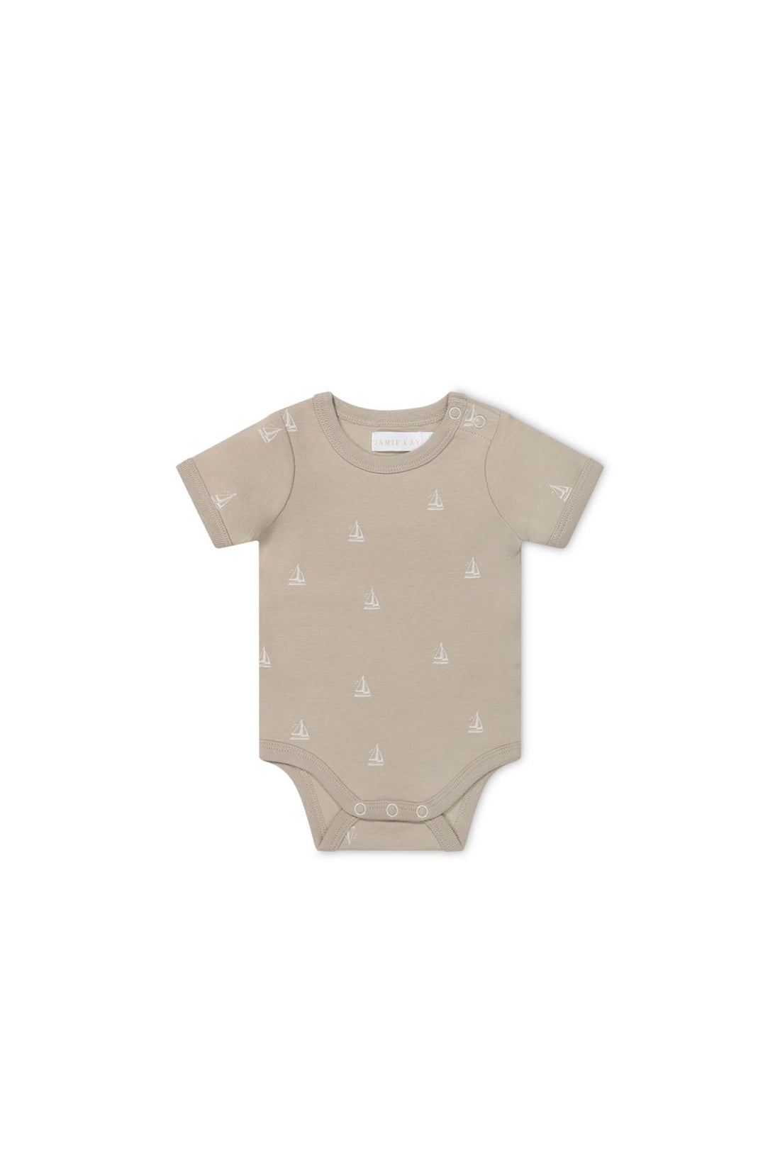 Organic Cotton Hudson Short Sleeve Bodysuit - Set Sail Vintage Taupe Childrens Bodysuit from Jamie Kay Australia