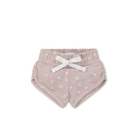 Organic Cotton Ivy Shortie - Simple Flowers Lilac Childrens Short from Jamie Kay Australia