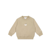 Organic Cotton Jalen Oversized Jumper - Biscuit Fresh Apple Childrens Sweatshirting from Jamie Kay Australia