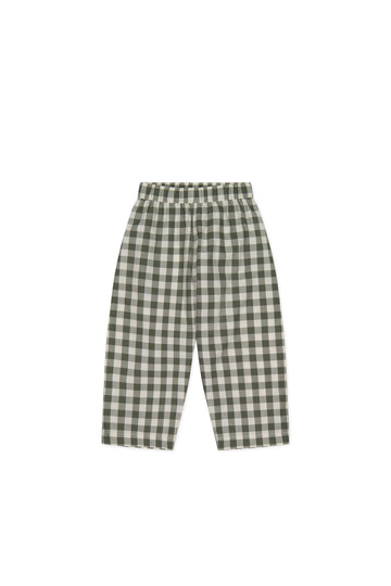 Organic Cotton Kingston Pant - Gingham Grape Leaf Childrens Pant from Jamie Kay Australia