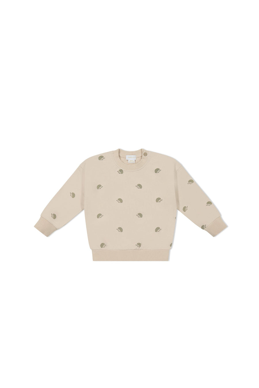 Organic Cotton Kit Sweatshirt - Henry Hedgehog Birch Childrens Top from Jamie Kay Australia