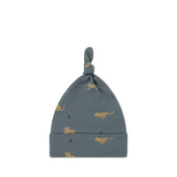 Organic Cotton Knot Beanie - Lenny Leopard Smoke Childrens Hat from Jamie Kay Australia