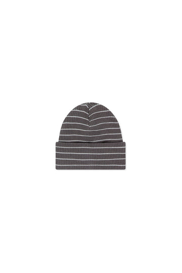 Organic Cotton Modal Lennon Beanie - Daily Stripe Wolf/Cloud Childrens Hat from Jamie Kay Australia