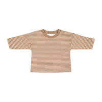 Organic Cotton Levi Long Sleeve Top - Daily Stripe Pale Terracotta/Buff Childrens Top from Jamie Kay Australia