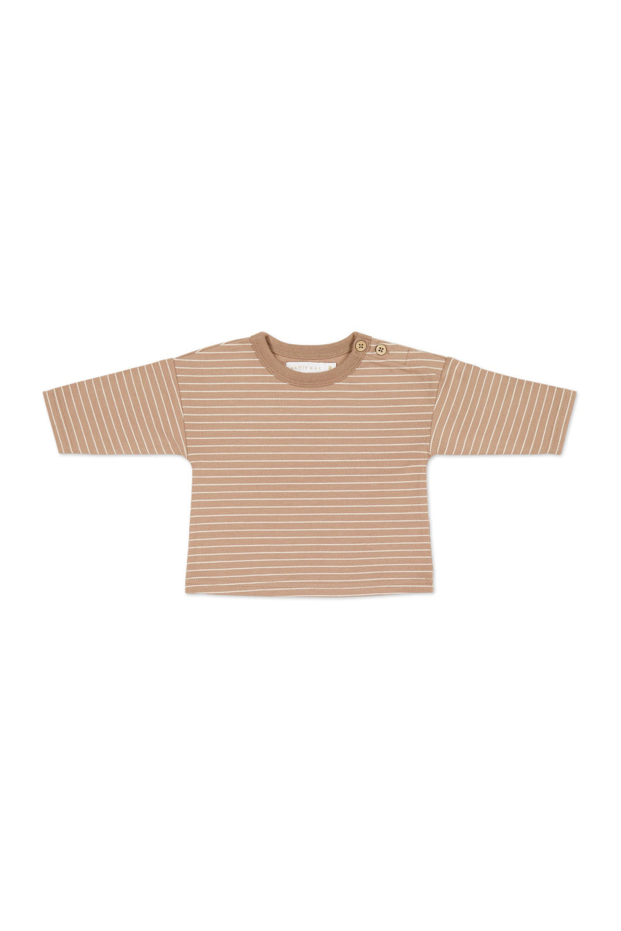 Organic Cotton Levi Long Sleeve Top - Daily Stripe Pale Terracotta/Buff Childrens Top from Jamie Kay Australia